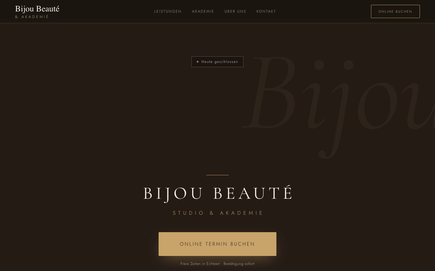 Startseite von bijou-beaute.de, gebaut von ByMeritas